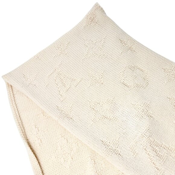 LOUIS VUITTON Vintage Monogram Escharpe Fur Scarf Shawl Cream Cashmere [106438] - Picture 4 of 12